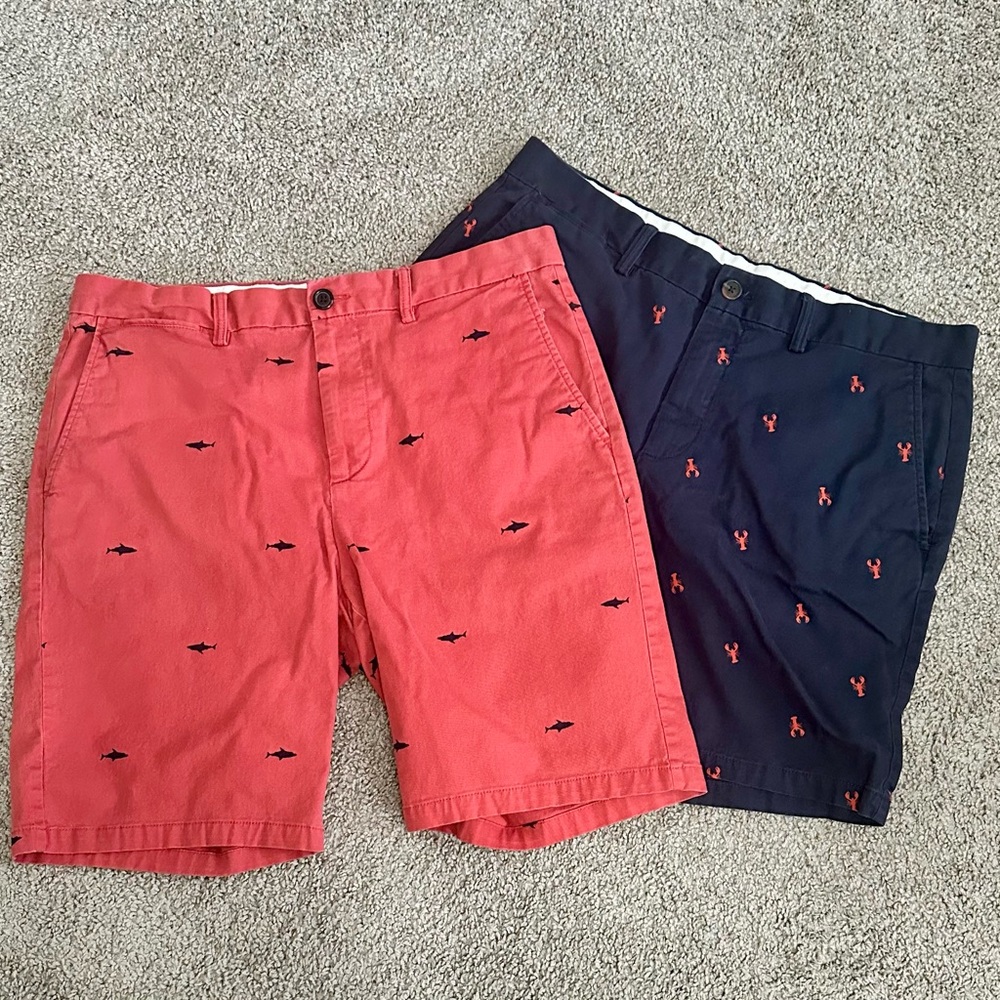 Old Navy Red and Blue Flat Front Shorts